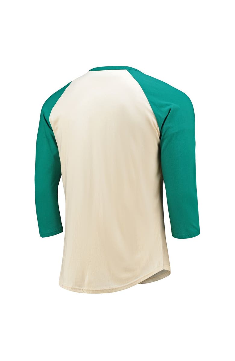 Majestic Threads Men's Majestic Threads Cream/Aqua Miami Dolphins Gridiron Classics Raglan 3/4-Sleeve T-Shirt, Alternate, color,