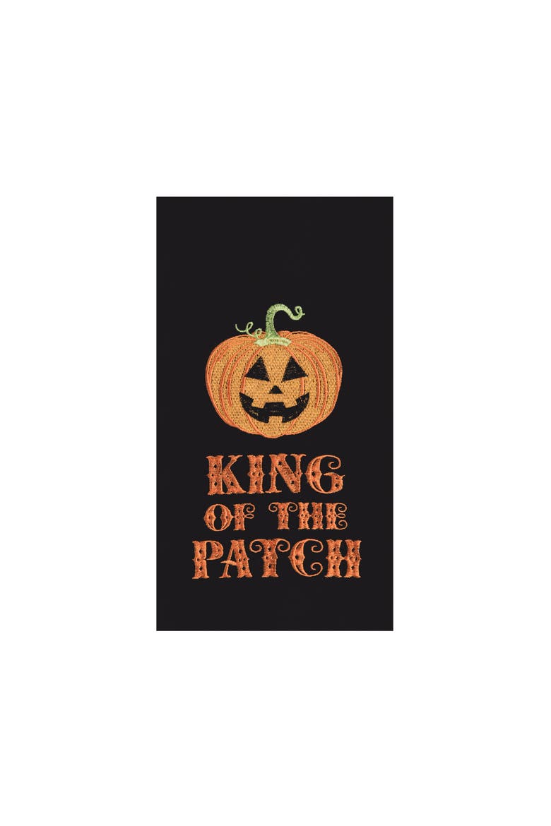 "King of the Patch" Halloween Jack O' Lantern 100% Cotton Flour Sack Dishtowel, Main, color, Black