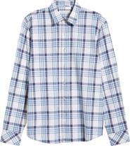 James Campbell Plaji Regular Fit Plaid Cotton & Linen Button-Up Shirt