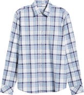 James Campbell Plaji Regular Fit Plaid Cotton & Linen Button-Up Shirt