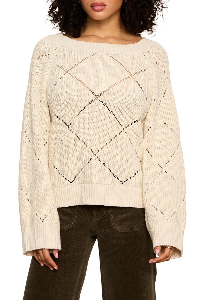Diamond Stitch Sweater, Main, color, BONE WHITE
