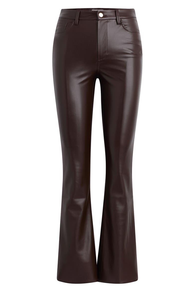 The Faux Leather Hi Honey Bootcut Pants, Alternate, color, DARK CHOCOLATE