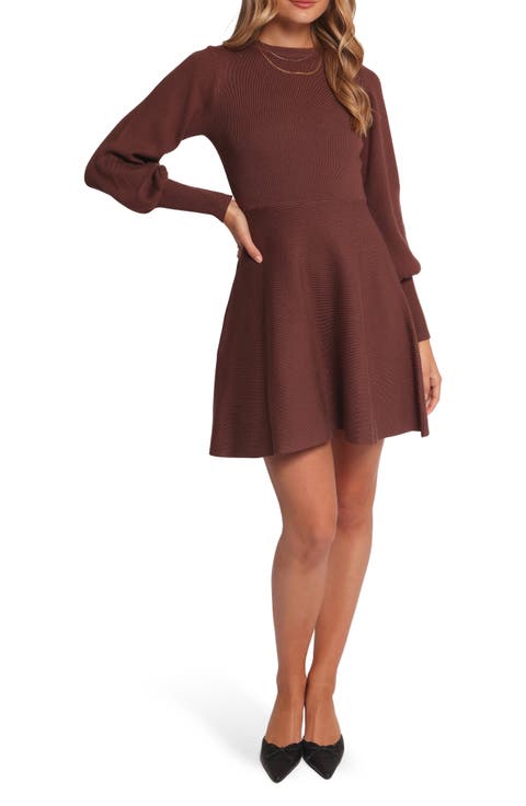 Gigi Long Sleeve Fit & Flare Sweater Minidress