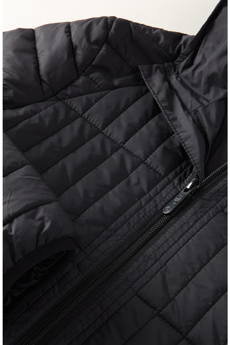 Kids' Quilted Hooded Jacket, Alternate, color, BLACK