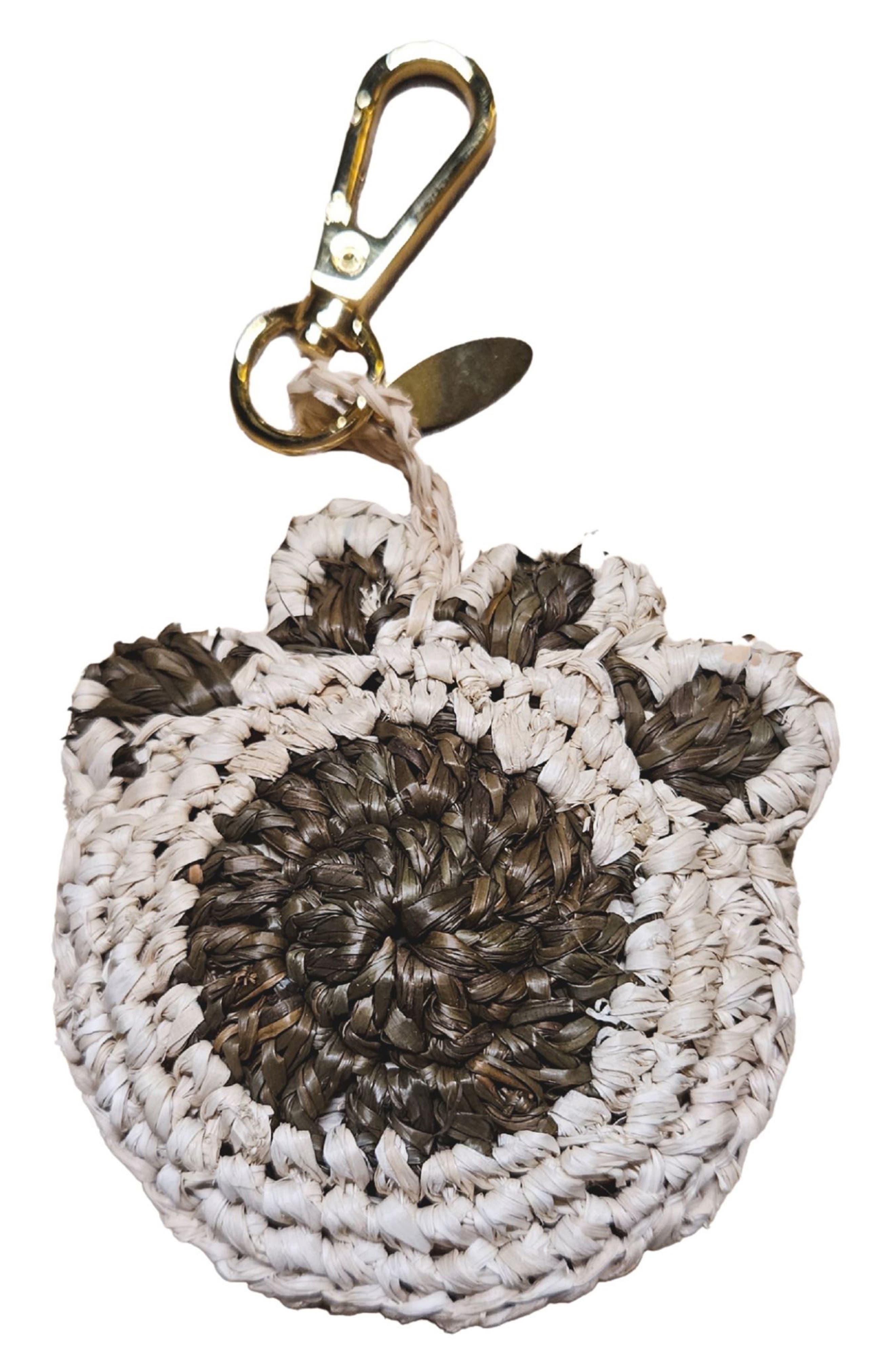 LIKHA Paw Print Raffia Bag Charm, Main, color, Natural