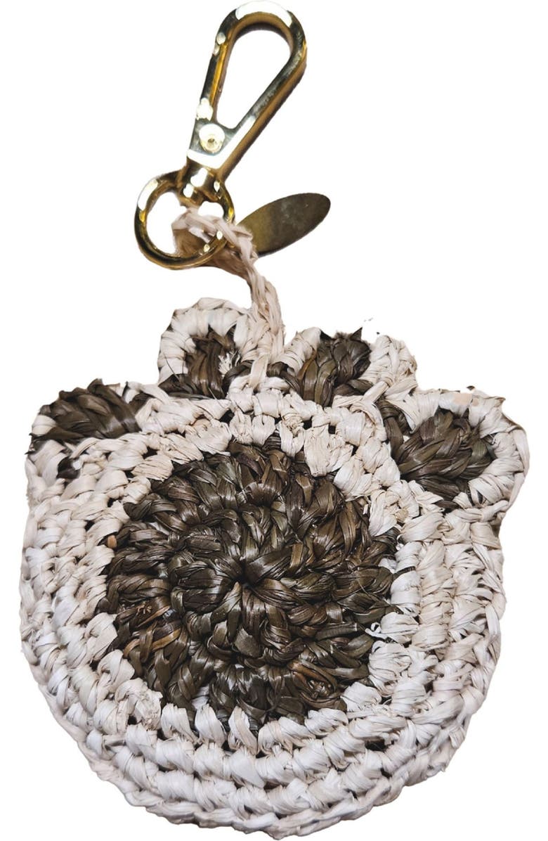 LIKHA Paw Print Raffia Bag Charm, Main, color, Natural