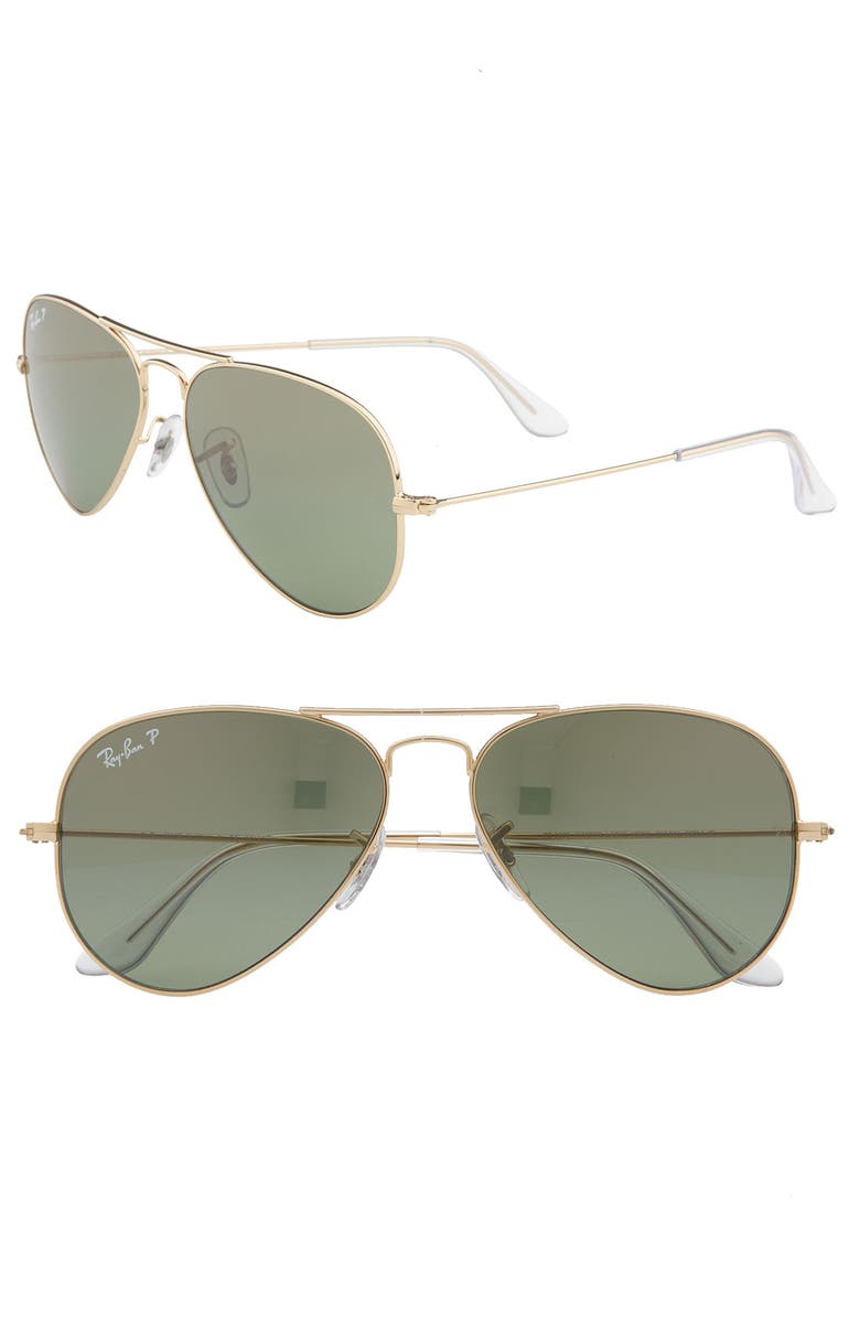 Ray-Ban Aviator 55mm Sunglasses, Main, color, Gold