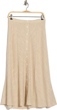 MAX STUDIO Stripe Button Front Maxi Skirt
