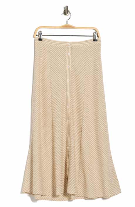 MAX STUDIO Stripe Button Front Maxi Skirt