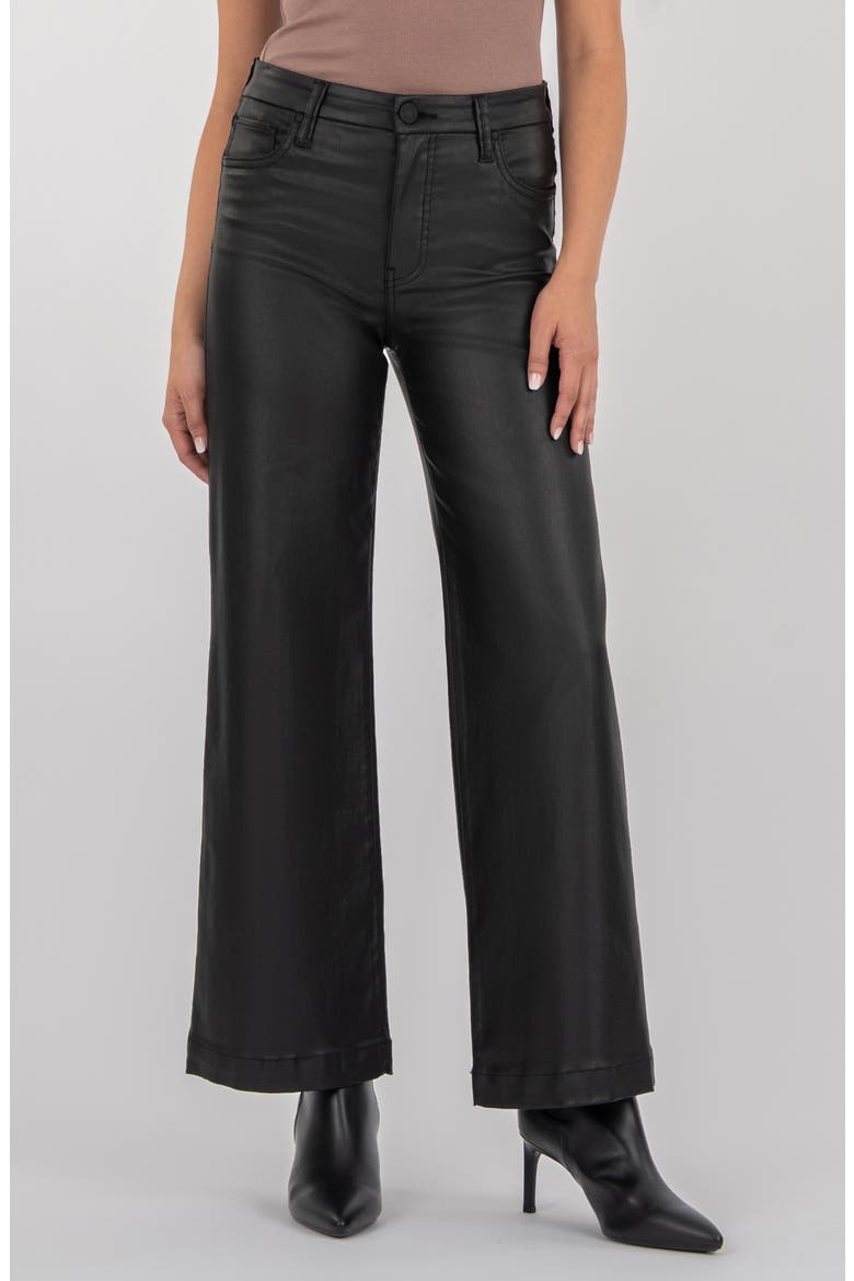 Meg Coated High Rise Wide Leg Jeans, Main, color, BLACK