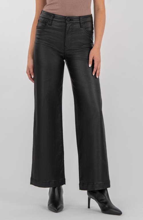 Kut From The Kloth Meg Coated Mid Rise Wide Leg Jeans In Black