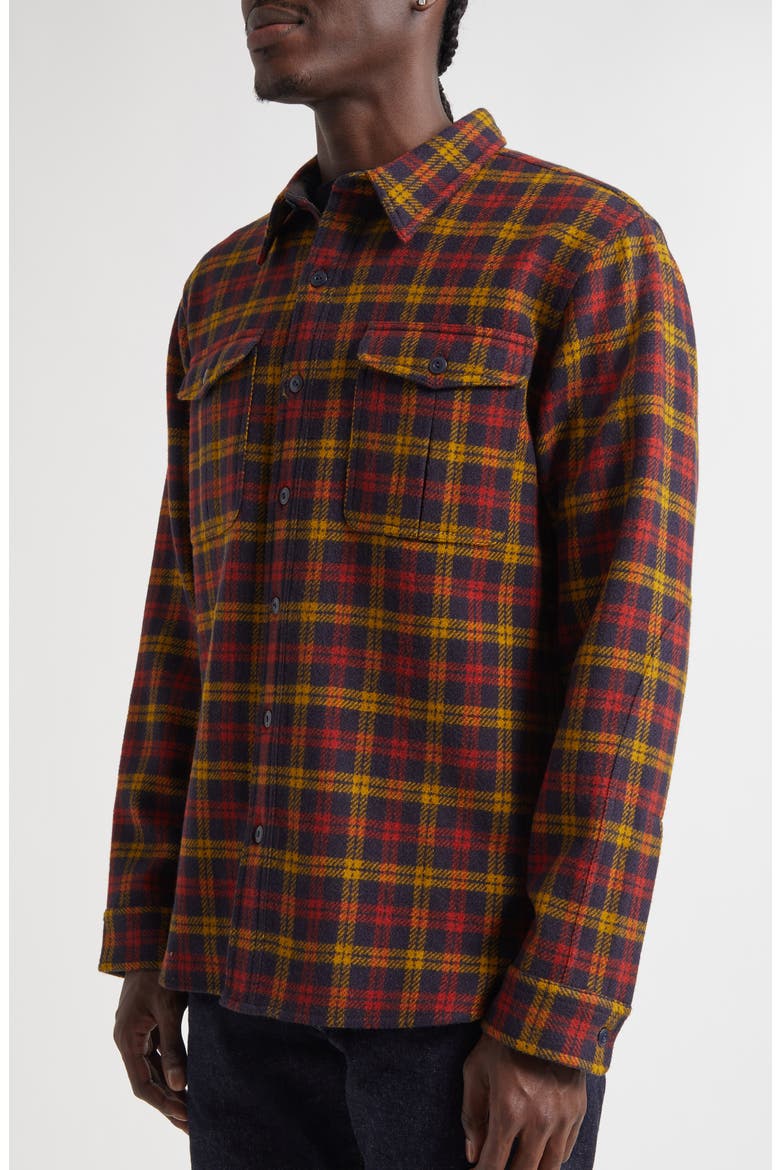 Walker Plaid Wool Flannel Work Shirt, Alternate, color, RED/ YELLOW