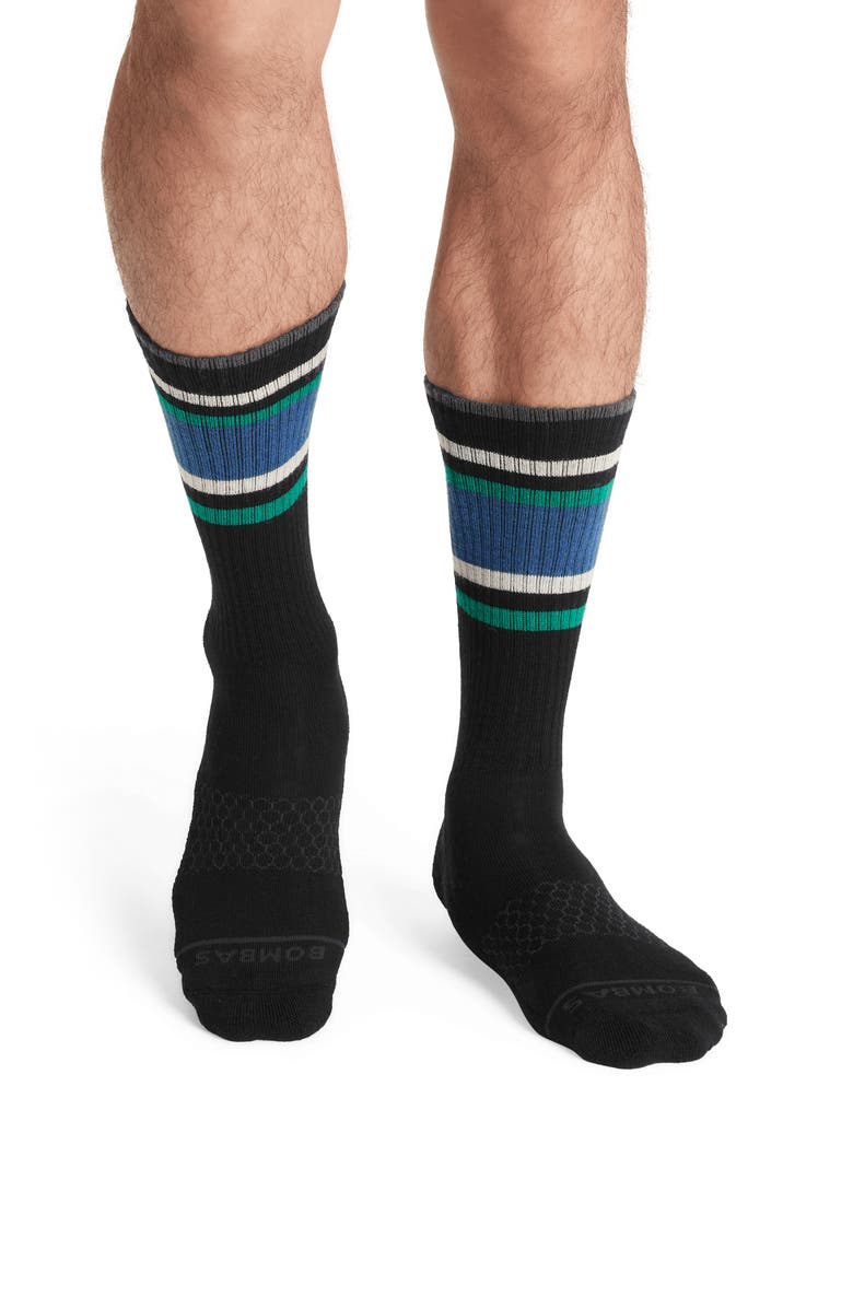 Bombas Multistripe Marl Wool Blend Crew Socks, Alternate, color, 