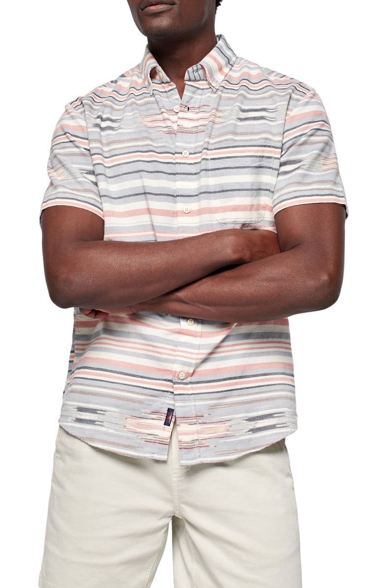 Faherty Coast Short Sleeve Button-Down Shirt, Main, color, 