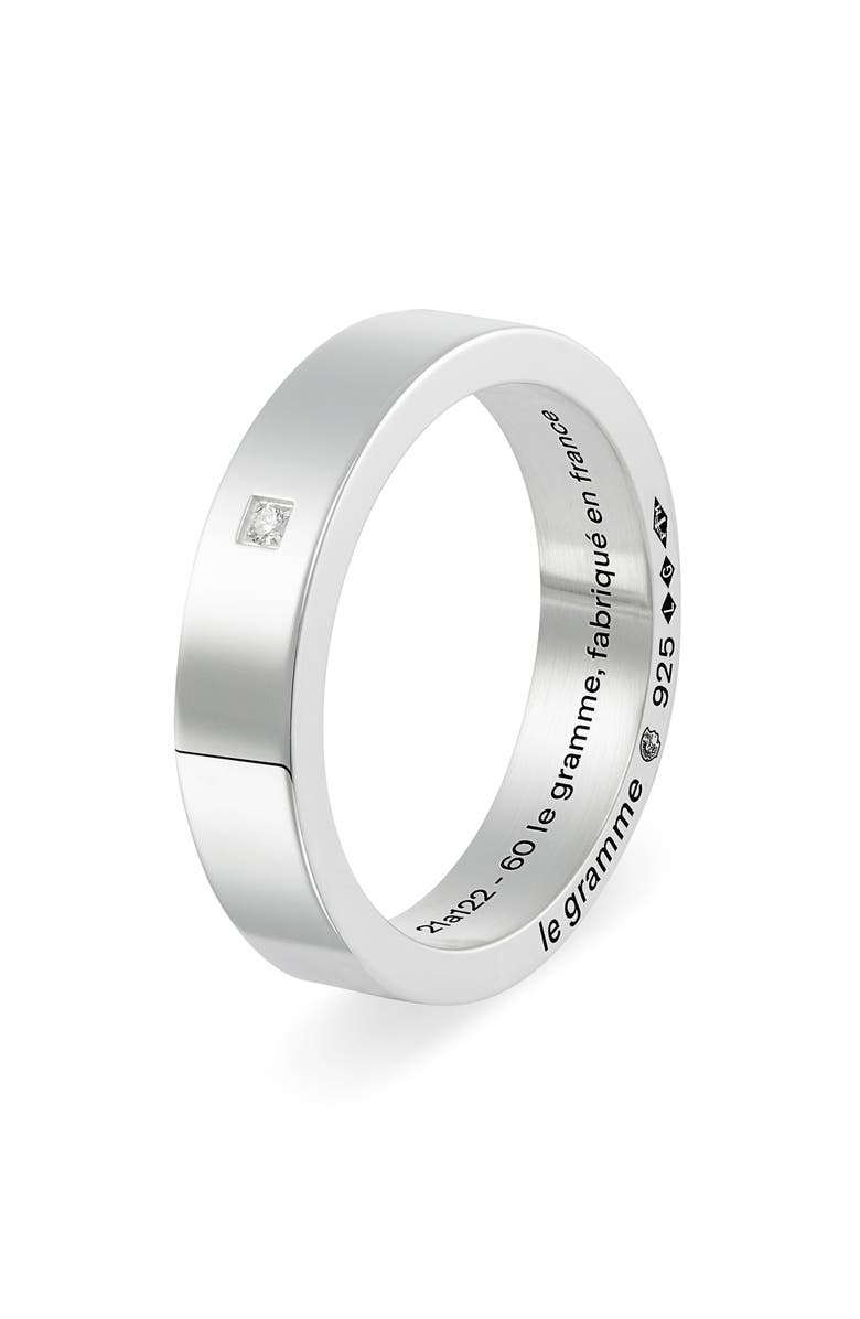 le gramme Men's 7G Diamond Polished Sterling Silver Ribbon Band Ring, Alternate, color, 