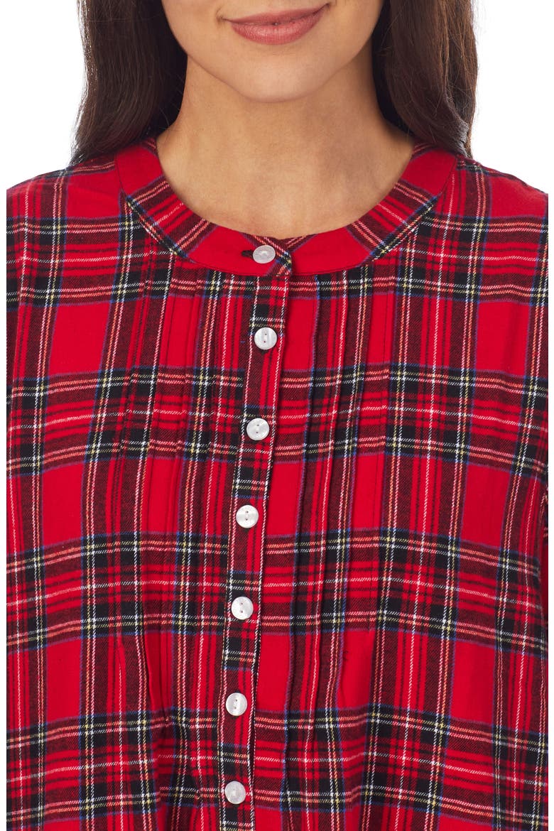 Ballet Long Sleeve Flannel Nightgown, Alternate, color, RED PLAID