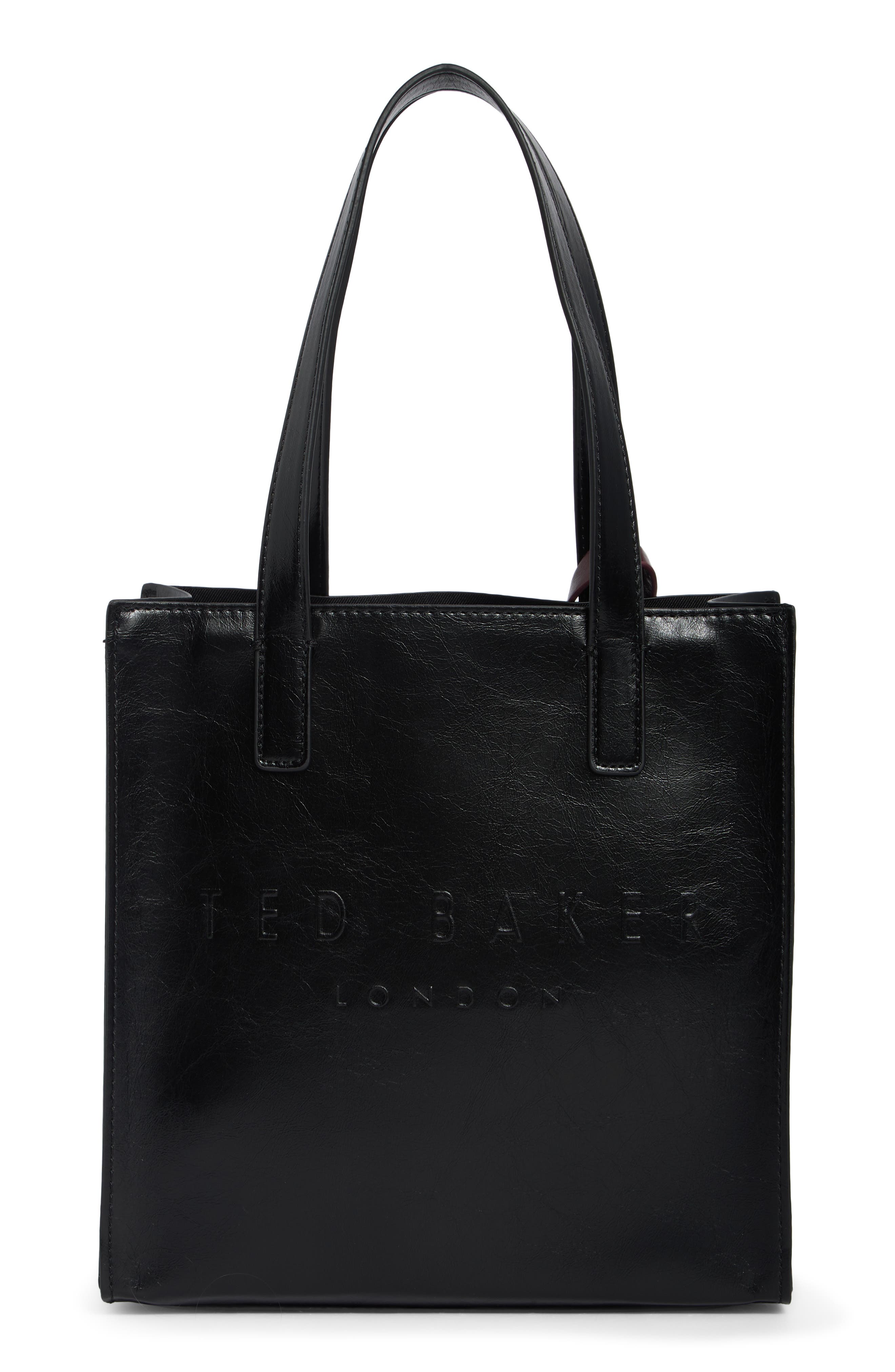 Seacon Faux Leather Tote, Alternate, color, BLACK GLOSSY SYNTHETIC SHINY