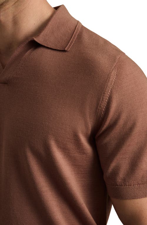 Reiss Duchie Johnny Collar Short Sleeve Wool Polo Sweater In Neutral