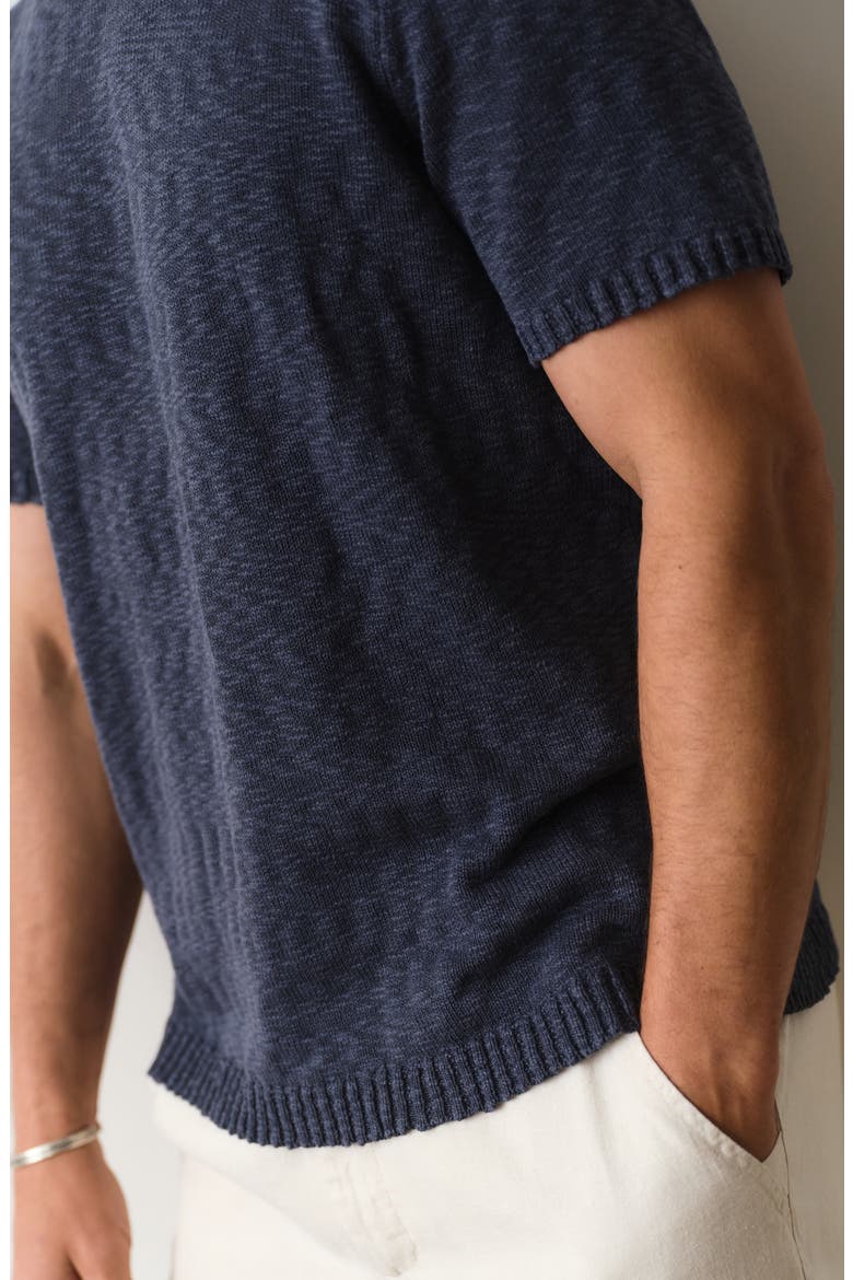Short Sleeve Slub Cotton Sweater, Alternate, color, VINTAGE INDIGO