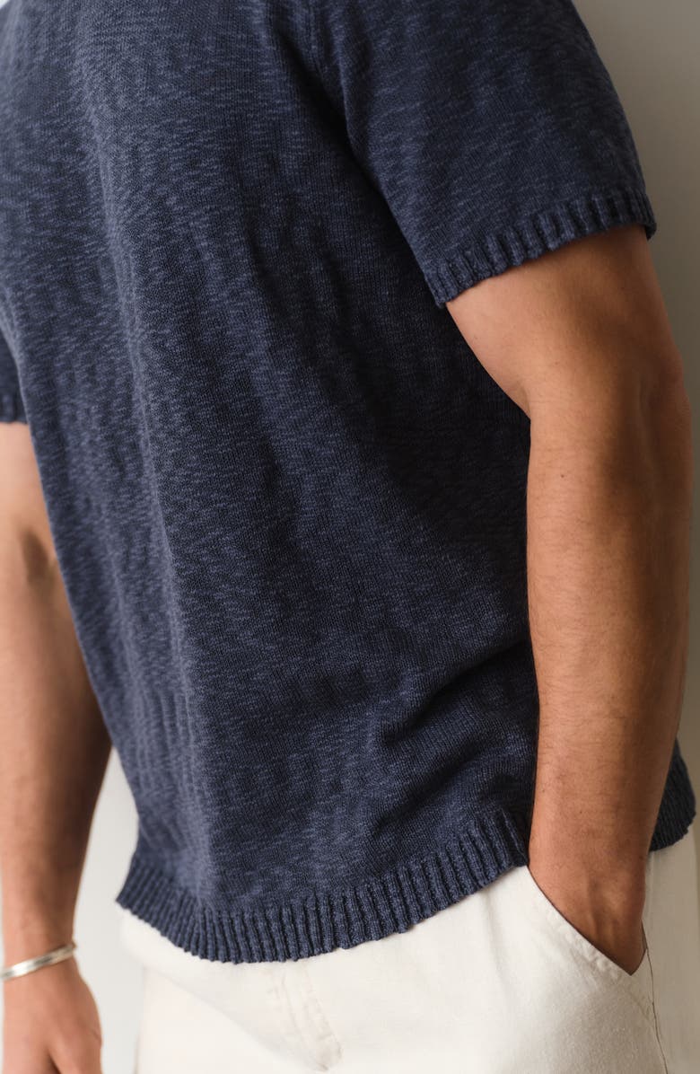 Marine Layer Short Sleeve Slub Cotton Sweater, Alternate, color, Vintage Indigo