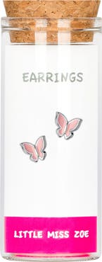 Little Miss Zoe Kids' Sterling Silver Butterfly Stud Earrings in Gift Bottle