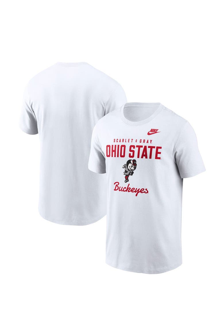 Men's Nike  White Ohio State Buckeyes Legacy Stacked Established T-Shirt, Alternate, color, White