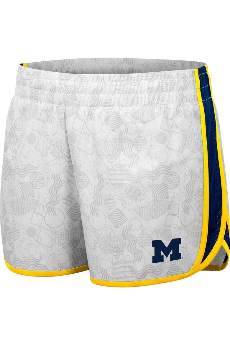 Women's Colosseum White Michigan Wolverines The Plastics Geo Print Shorts, Alternate, color, White