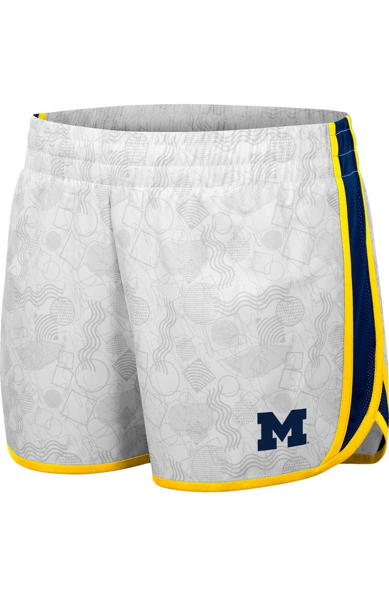 COLOSSEUM Women's Colosseum White Michigan Wolverines The Plastics Geo Print Shorts, Alternate, color, 