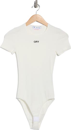 Off-White Off Stamp Ribbed Short Sleeve Bodysuit | Nordstromrack