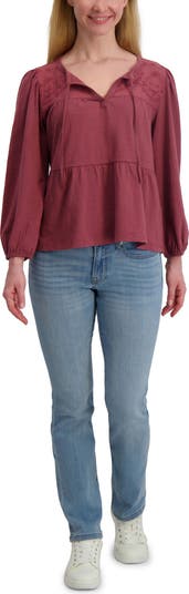 Long Sleeve Cotton Babydoll Top