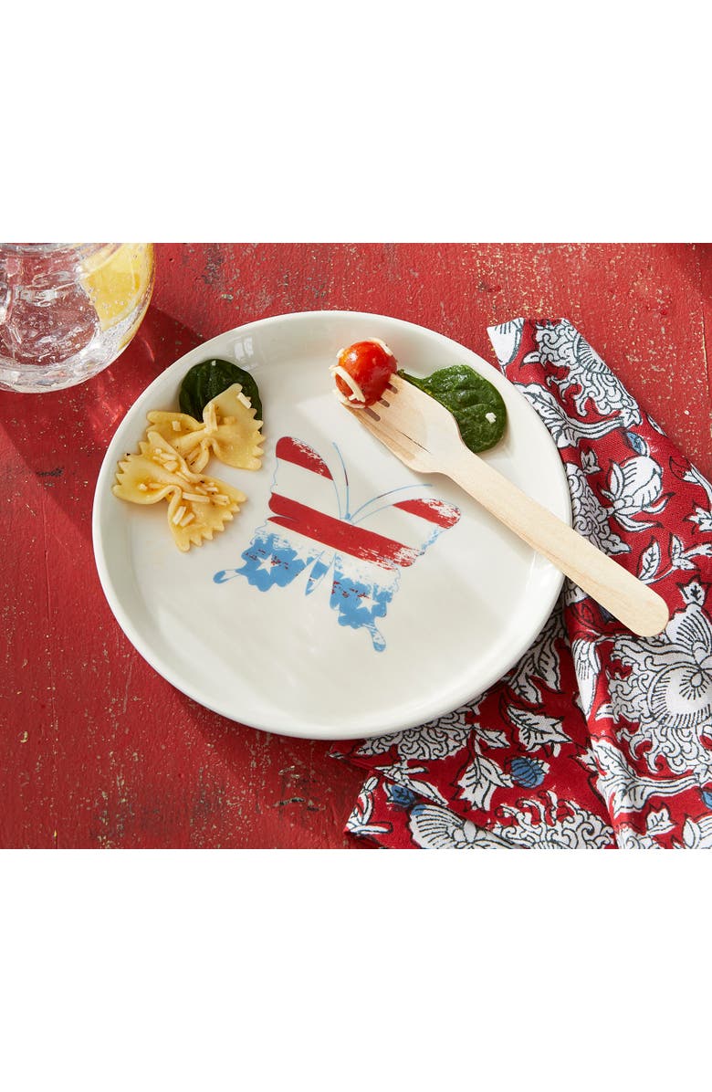 tag Butterfly Multicolor Ceramic Appetizer Plates for Summer, Alternate, color, Multicolored