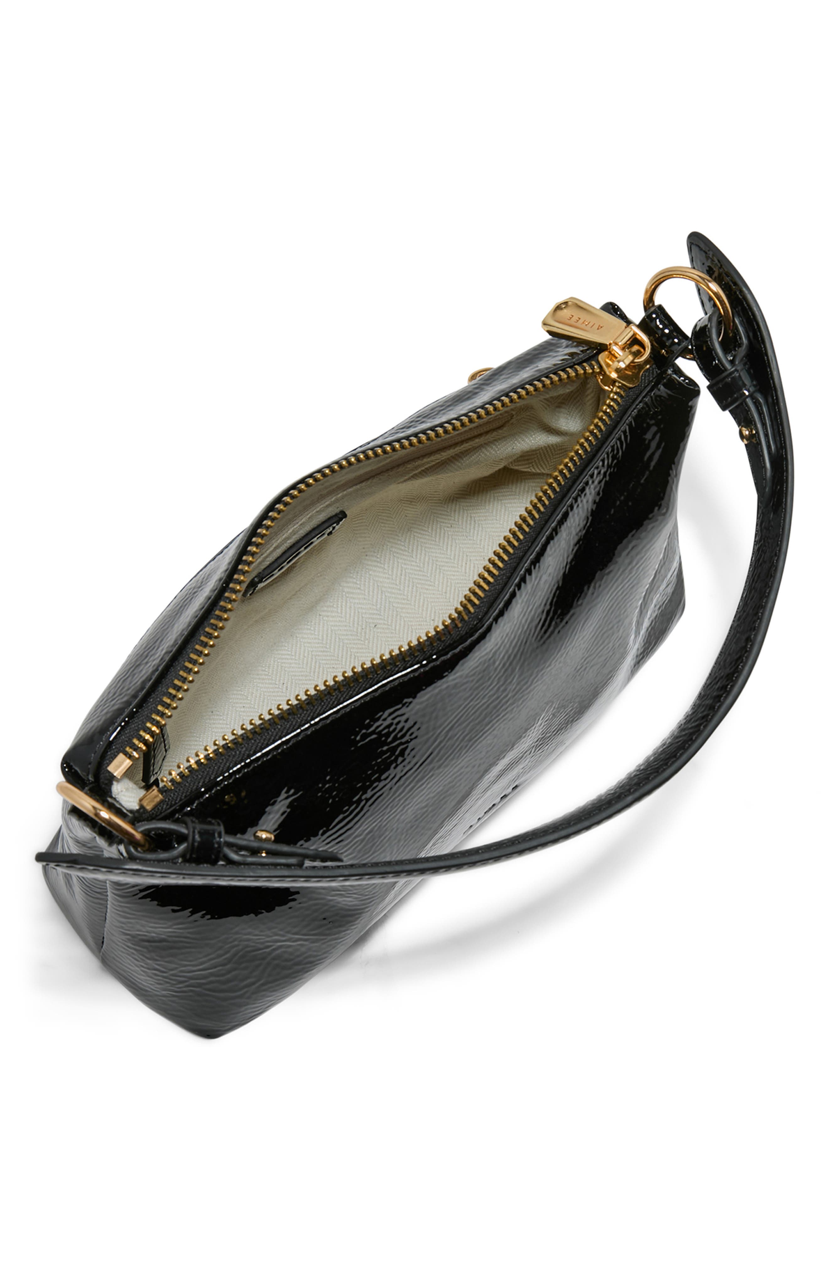 AIMEE Ava Convertible Leather Shoulder Bag, Alternate, color, Black Crinkle Patent