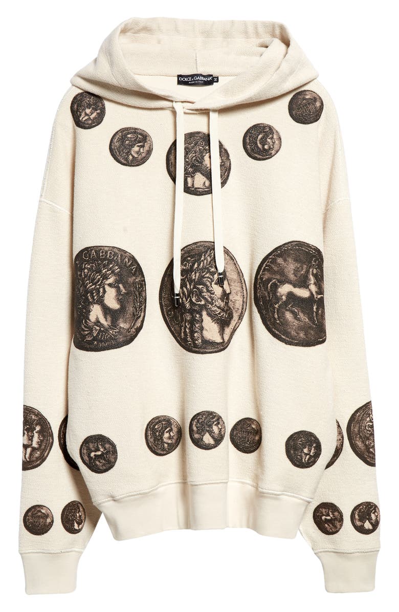Dolce&Gabbana Coin Print Inside Out Jersey Hoodie, Alternate, color, 