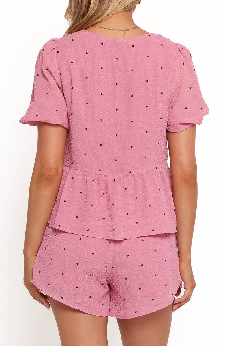 Petal & Pup Dory Floral Embroidered Tie Front Top, Alternate, color, Pink Polka Dot