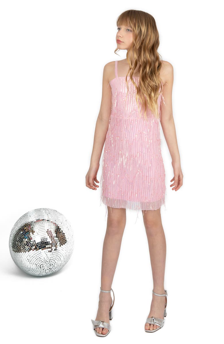 LOVE, NICKIE LEW Kids' Falling Sequins Dress, Alternate, color, Blush