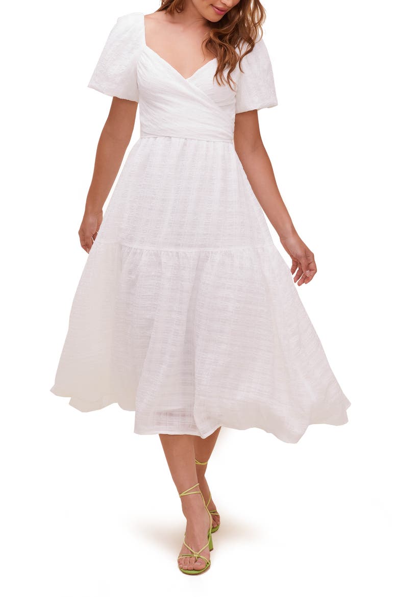 Sonnet Tie Back Midi Dress, Main, color, WHITE