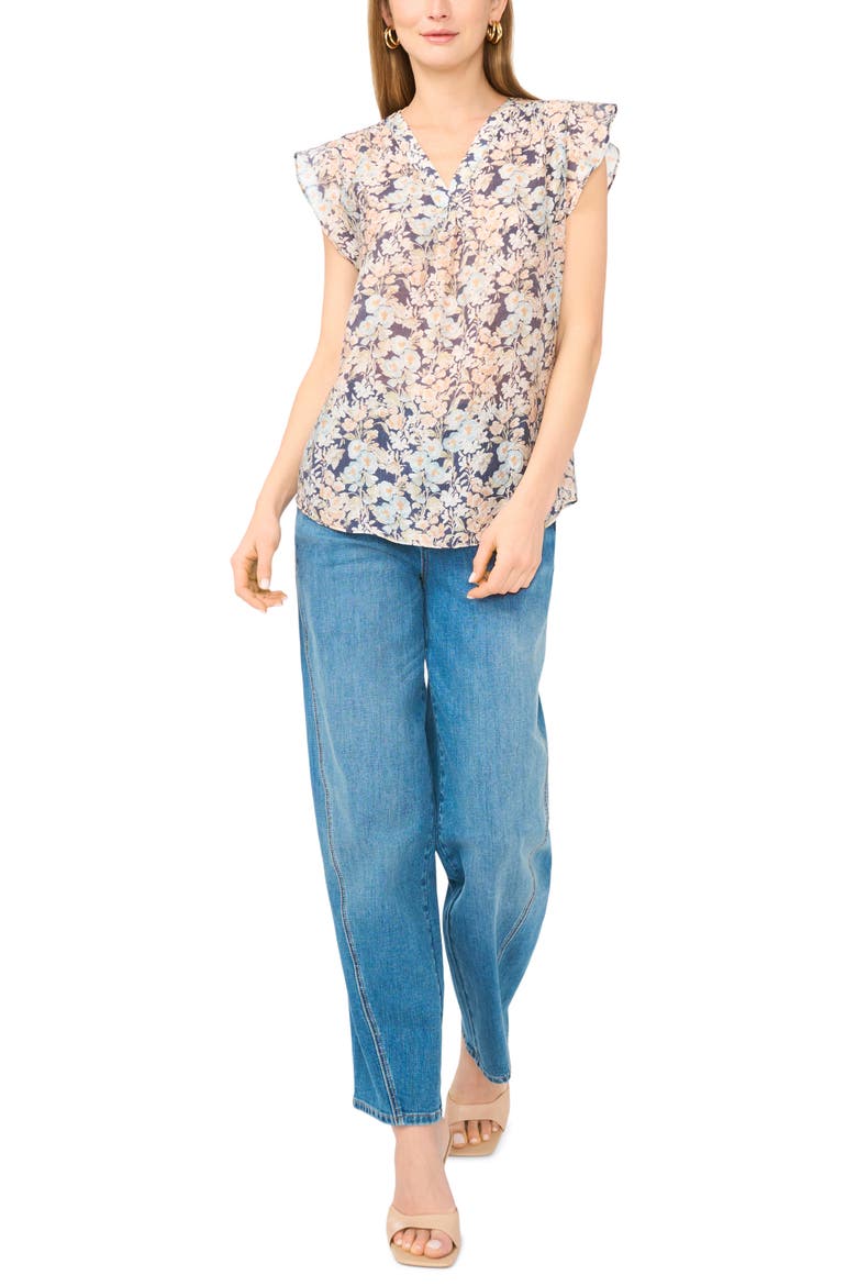 Flutter Sleeve Top, Alternate, color, CLASSIC NAVY