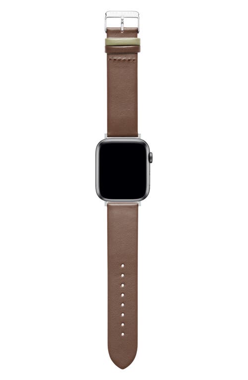 Ted Baker Colorblock Leather 22mm Apple Watch® Watchband In Brown