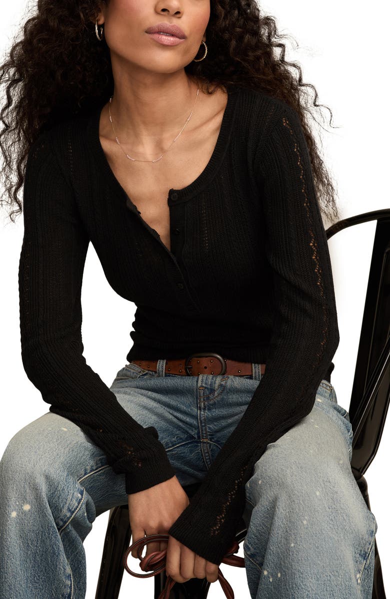 Lucky Brand Pointelle Henley Shirt, Alternate, color,