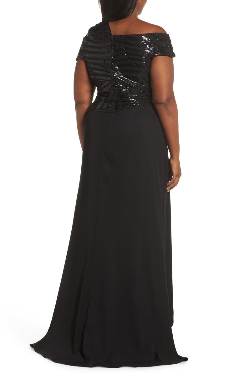 Tadashi Shoji Off-Shoulder Sequin Bodice Gown, Alternate, color, 