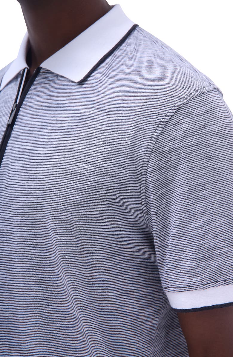 Bugatchi Cotton & Linen Quarter Zip Polo, Alternate, color,