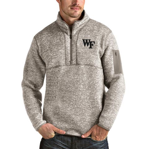 Men's Antigua Oatmeal Wake Forest Demon Deacons Fortune Half-Zip Pullover Jacket