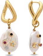 EYE CANDY LOS ANGELES Saskia Faux Pearl & Crystal Drop Earrings