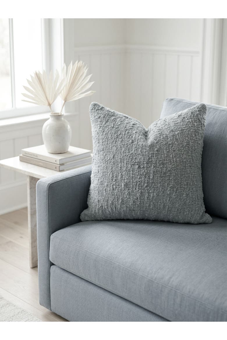 Cozy Cotton Boucle Pillow with Down Alternative Insert, Alternate, color, Cloud Grey