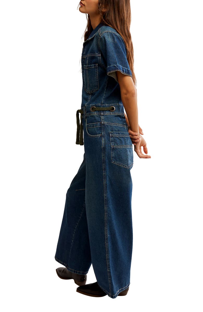Free People Edison Wide Leg Denim Jumpsuit, Alternate, color,