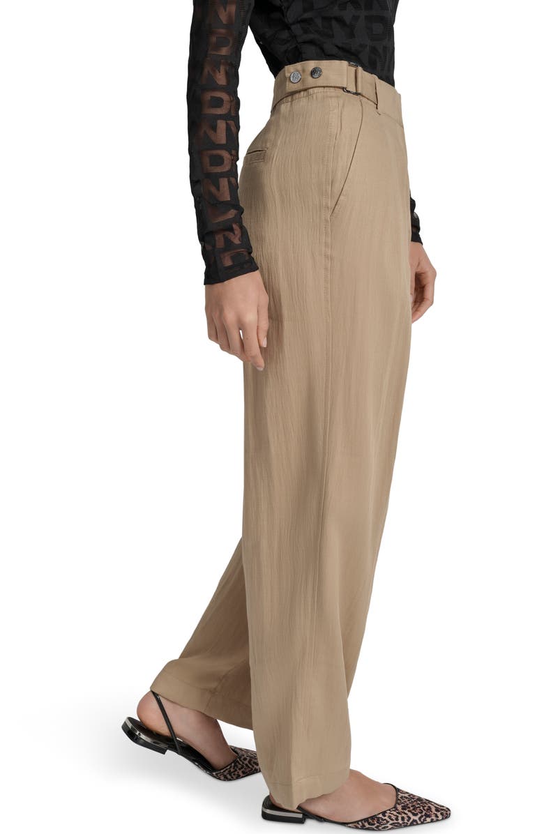 DKNY Weathered Twill Pleated Pants, Alternate, color, Travertine