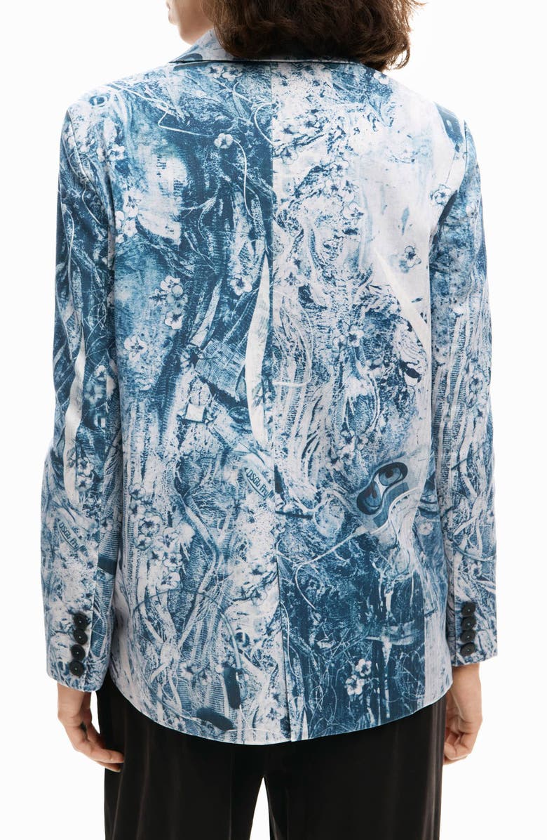 Desigual Floral Mixed Print Stretch Cotton Jacket, Alternate, color, Multi Gray/ Blue