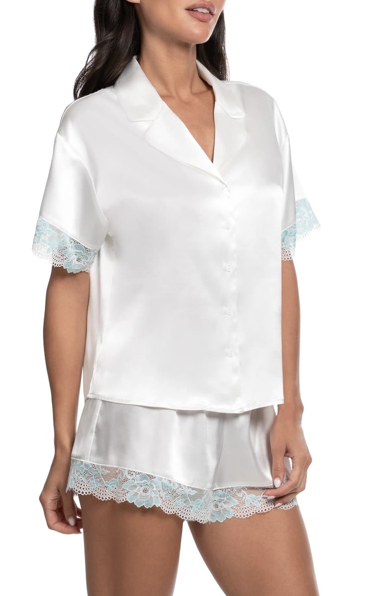 In Bloom by Jonquil Lillie Lace Trim Satin Shorts Pajamas, Alternate, color, Ivory