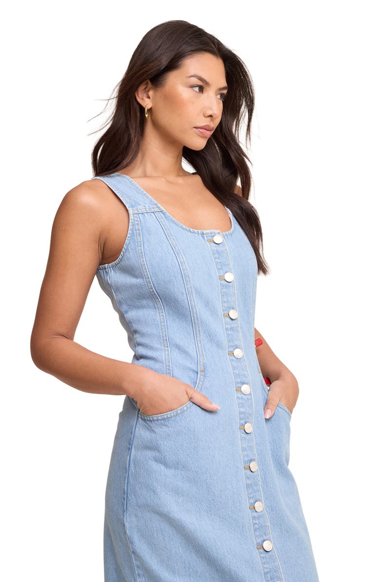 Nobody's Child Quays Denim Button-Up Midi Dress, Alternate, color, Blue