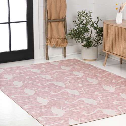 Jonathan Y Liana Casual Coastal Flamingos Two-tone Indoor/outdoor Area Rug